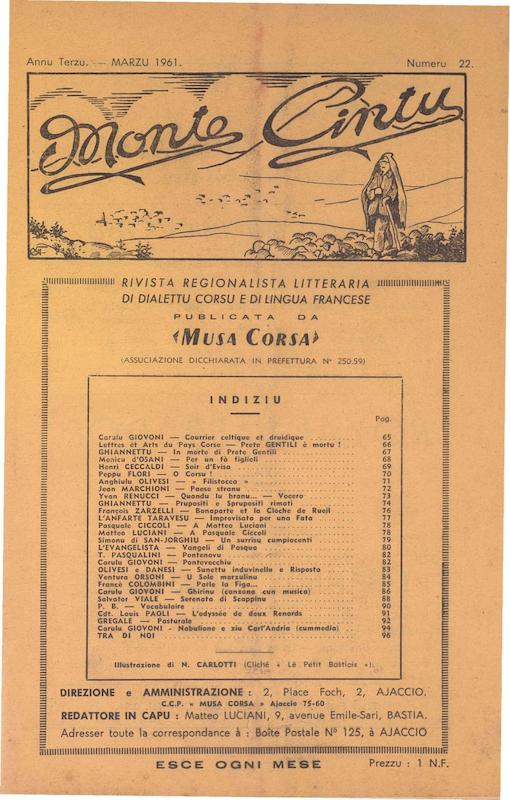 >Monte Cintu Numaru 22 Marzu 1961