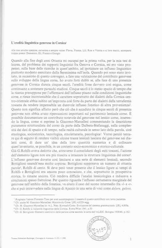 >L'eredita linguistica genovese