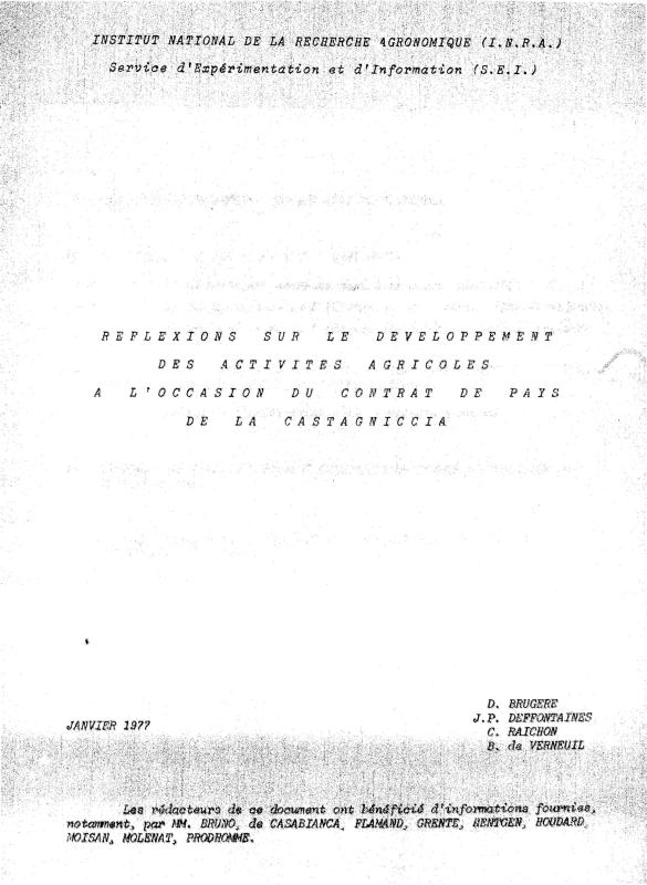 >Réflexions sur le développement des activités agricoles à l’occasion du contrat du pays de la Castagniccia