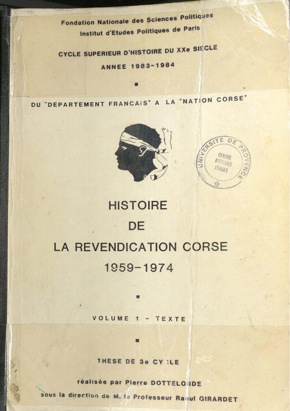 >Histoire de la revendication corse 1959-1974