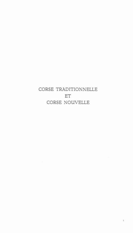 >Corse traditionelle et Corse nouvelle