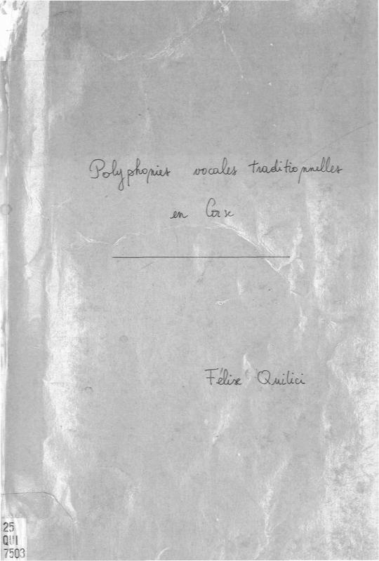>Polyphonies vocales traditionnelles en Corse