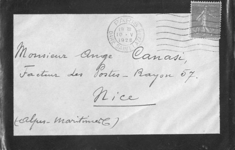 Enveloppes des correspondances de Joseph-Antoine Canasi