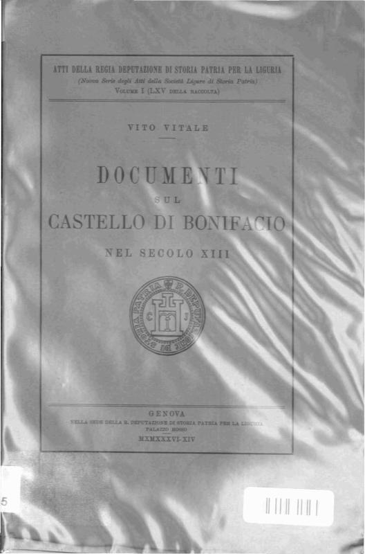 >Documenti sul castello di Bonifacio nel secolo XIII