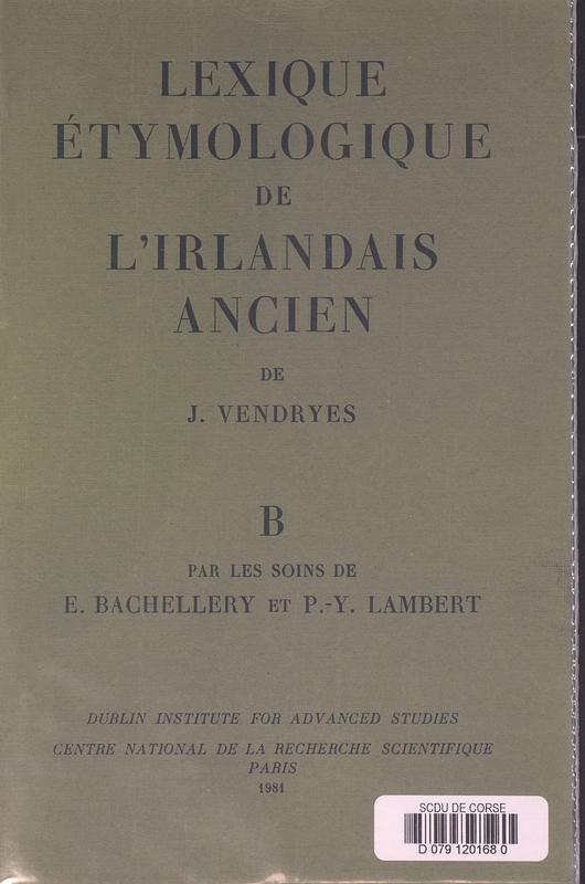 >Lexique étymologique de l'irlandais ancien, Lettre B