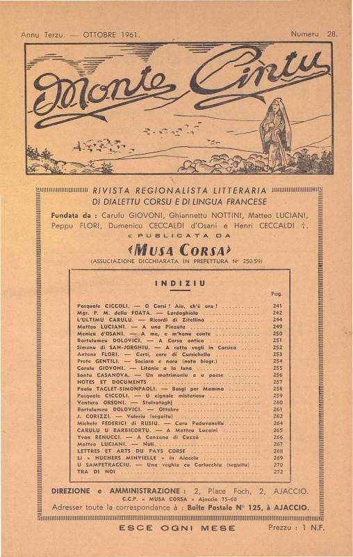>Monte Cintu Numaru 28 Ottobre 1961