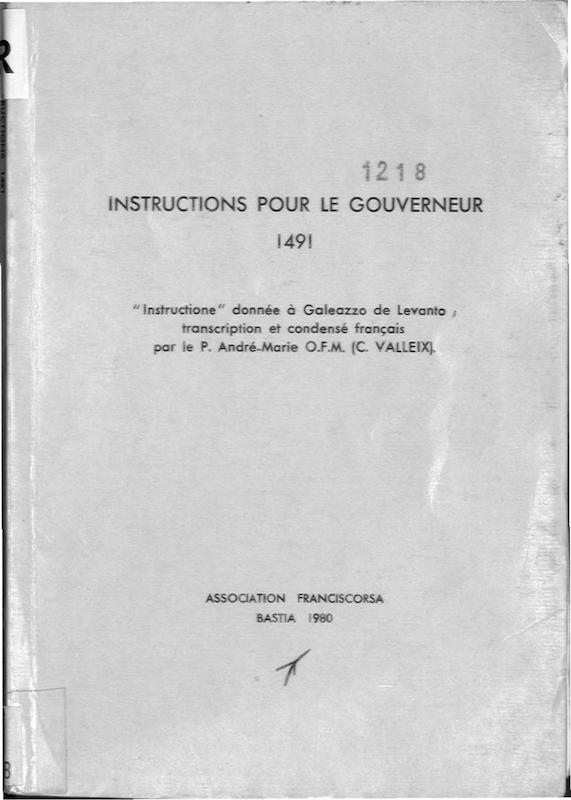 >Instructions pour le Gouverneur