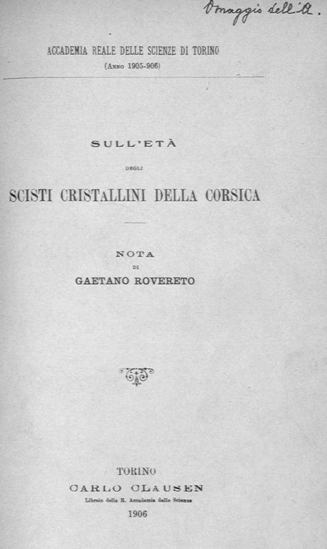>Sull’età degli scisti cristallini della Corsica