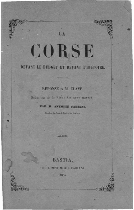 >La Corse devant le budget et devant l'histoire