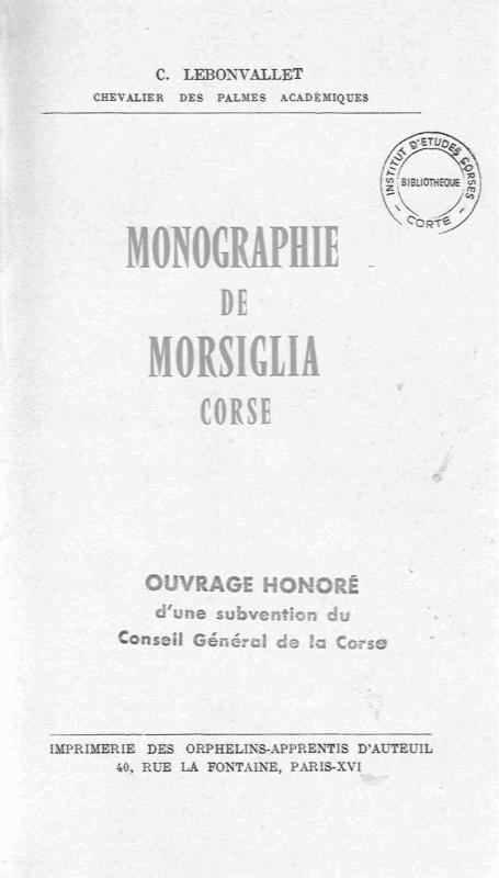 >Monographie de Morsiglia