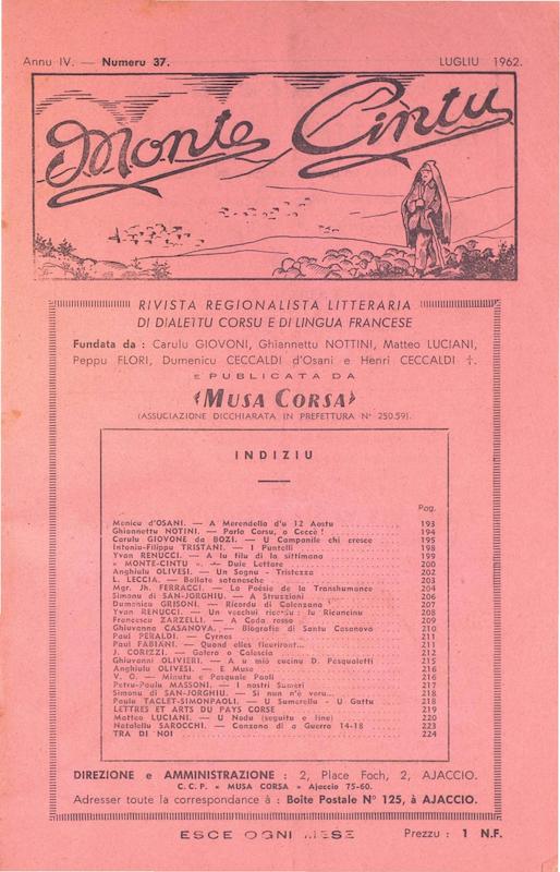 >Monte Cintu Numaru 37 Lugliu 1962