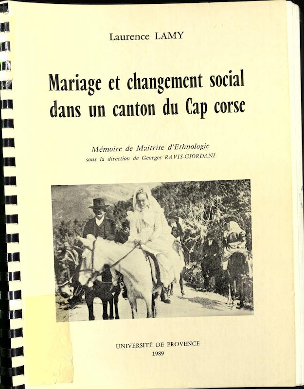 >Mariage et changement social dans un canton du Cap Corse