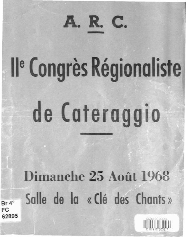 >IIème Congrès Régionaliste de Cateraggio