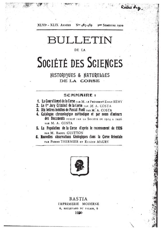 >Bulletin de la Société des Sciences Historiques et Naturelles de la Corse, n°485-489