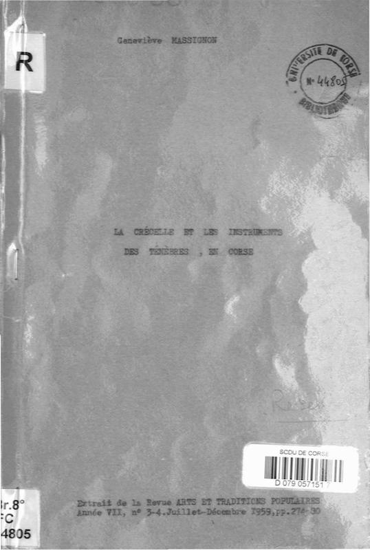 >La crécelle et les instruments des Ténèbres, en Corse
