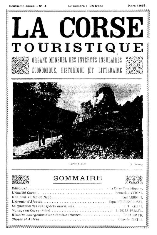 >La Corse touristique. Mars 1925