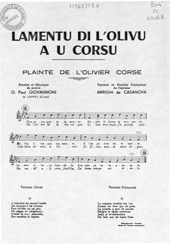 >Lamentu di l'olivu a u Corsu