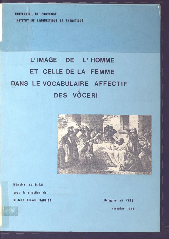 >L'image de l'homme et celle de la femme dans le vocabulaire affectif des Voceri