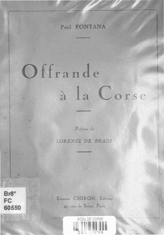 >Offrande à la Corse