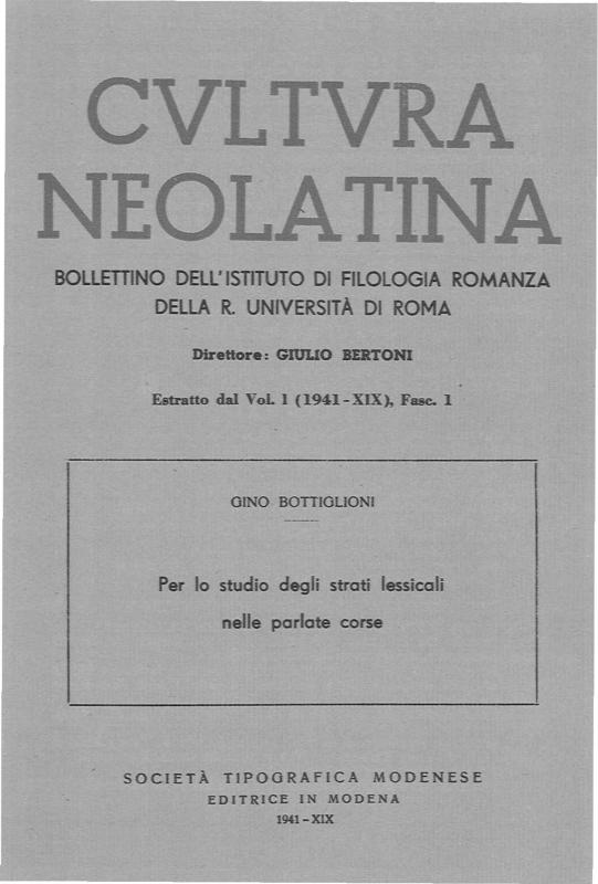 >Per lo studio degli strati nelle parlate corse