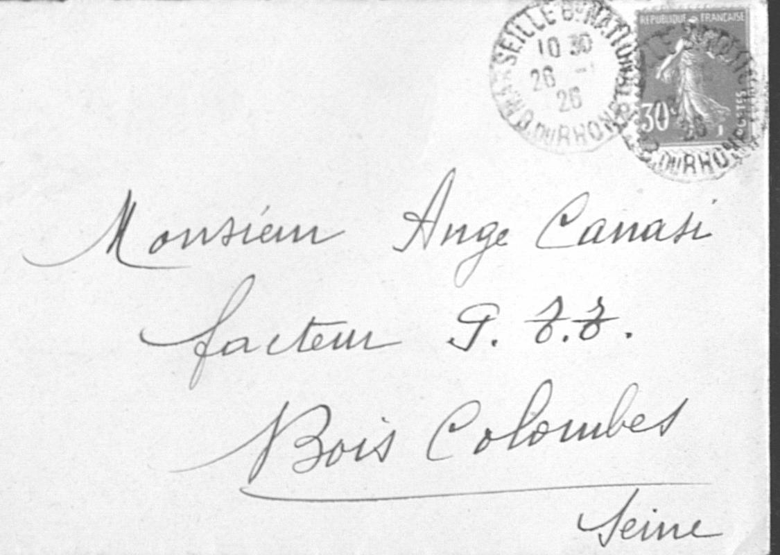 Enveloppes des correspondances de Joseph-Antoine Canasi