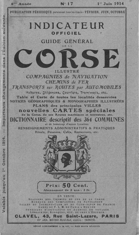 >Guide général de la Corse (1914, 1918, 1919, 1920, 1922, 1934, 1935, 1938)