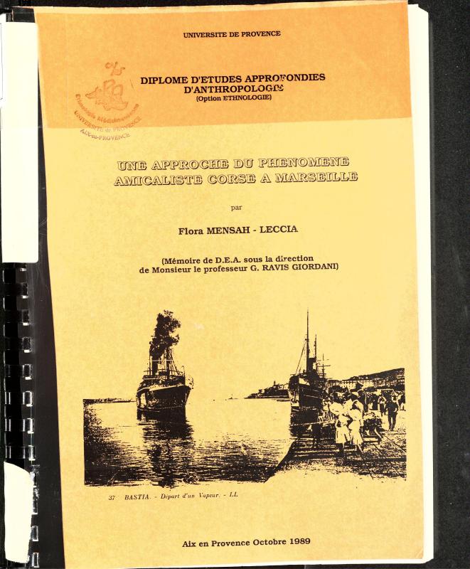 >Une approche du phénomène amicaliste corse à Marseille
