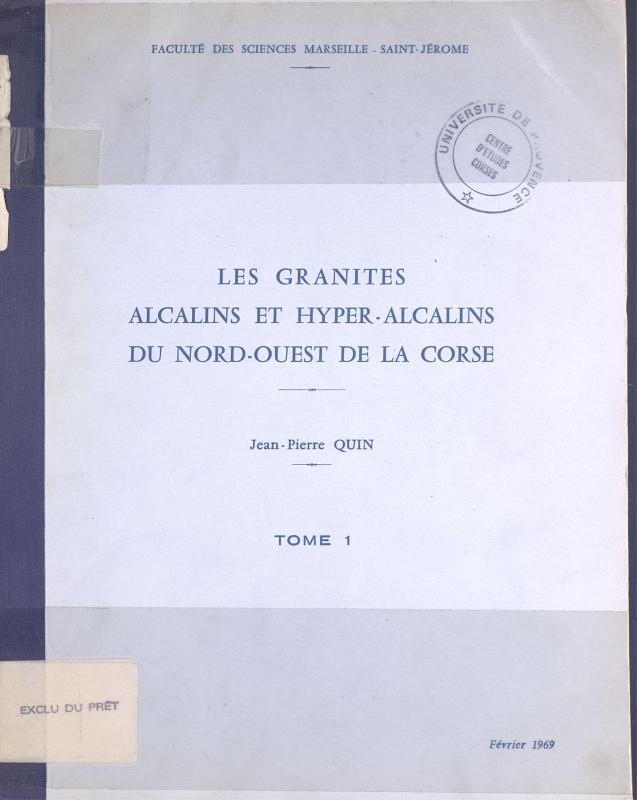 >Les granites alcalins et hyper-alcalins du Nord-Ouest de la Corse
