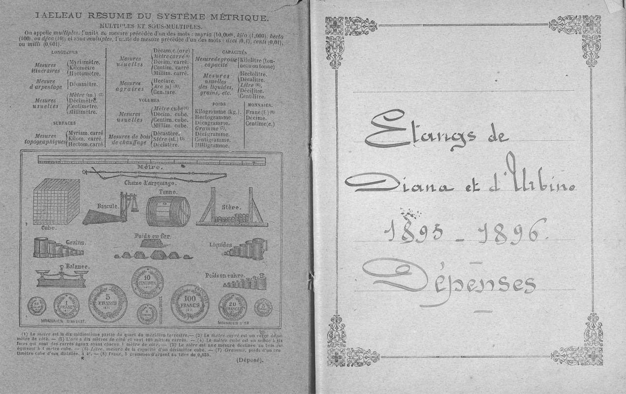 >Cahiers de comptes 1895-1896 (étang de Diana)