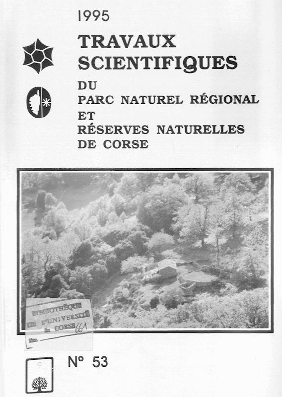 >Travaux Scientifiques du Parc Naturel Régional et des Réserves Naturelles de Corse 1995 - n° 53