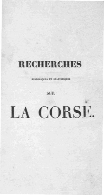 Recherches historiques et statistiques sur la Corse