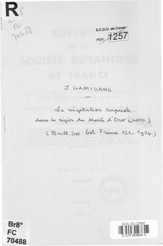 >La végétation rupicole dans la région du Monte d'Oro (Corse)