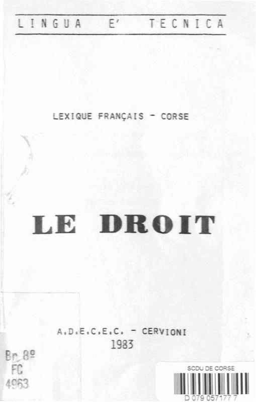 >Lexique français-corse : le droit