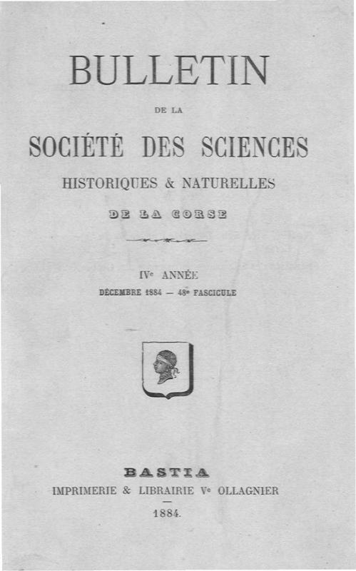 >Bulletin de la Société des Sciences Historiques et Naturelles de la Corse, 48e fascicule, décembre 1884