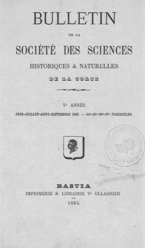 >Bulletin de la Société des sciences historiques et naturelles de la Corse
