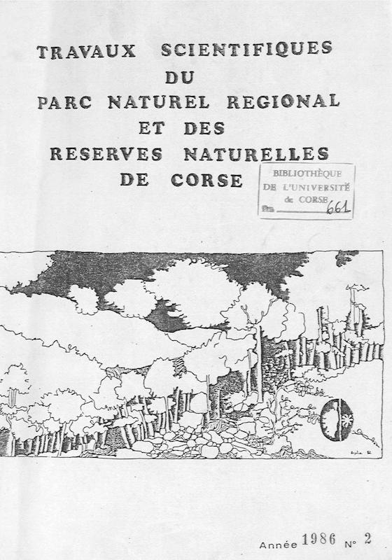 Travaux Scientifiques du Parc Naturel Régional et des Réserves Naturelles de Corse 1986 - n° 2