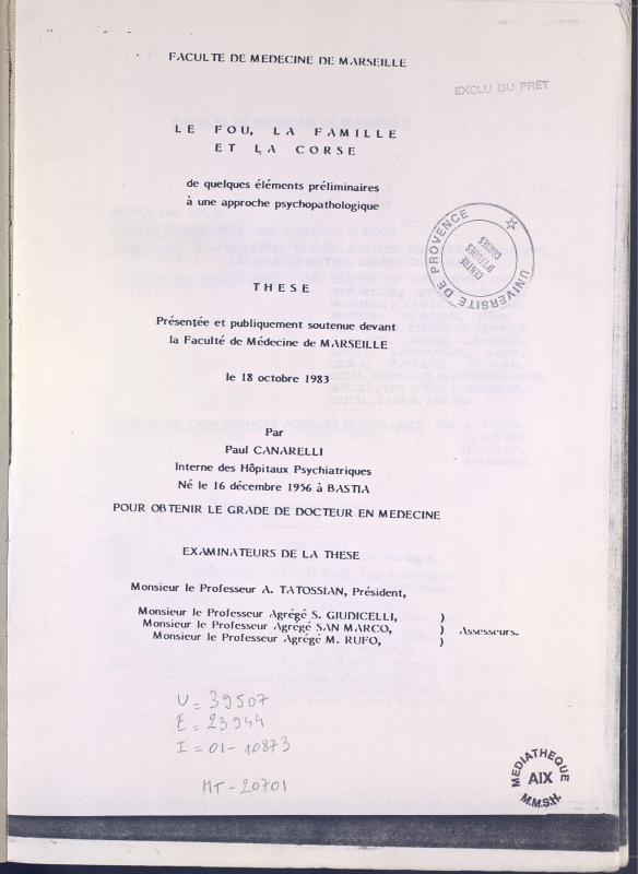>Le fou, la famille et la Corse