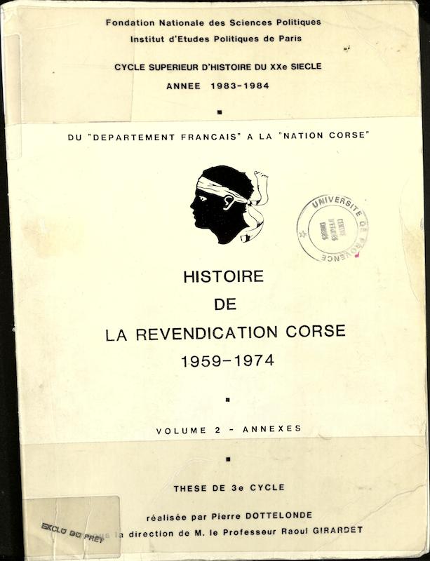 >Histoire de la revendication corse 1959-1974