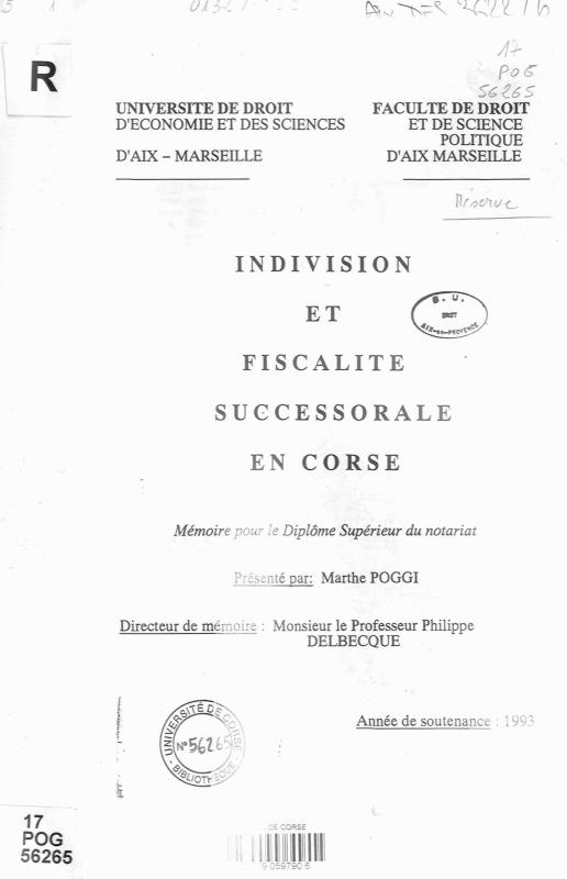 >Indivision et fiscalité successorale en Corse