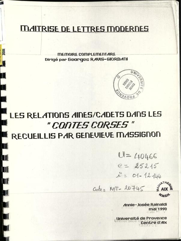 >Les relations aînés/cadets dans les 