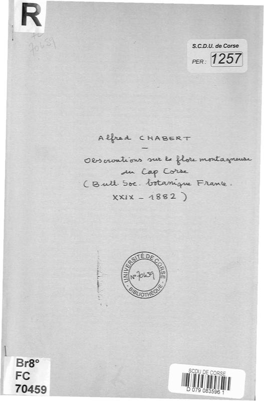 Observations sur la flore montagneuse du Cap Corse (Bulletin Société Botanique France XXIX-1982)