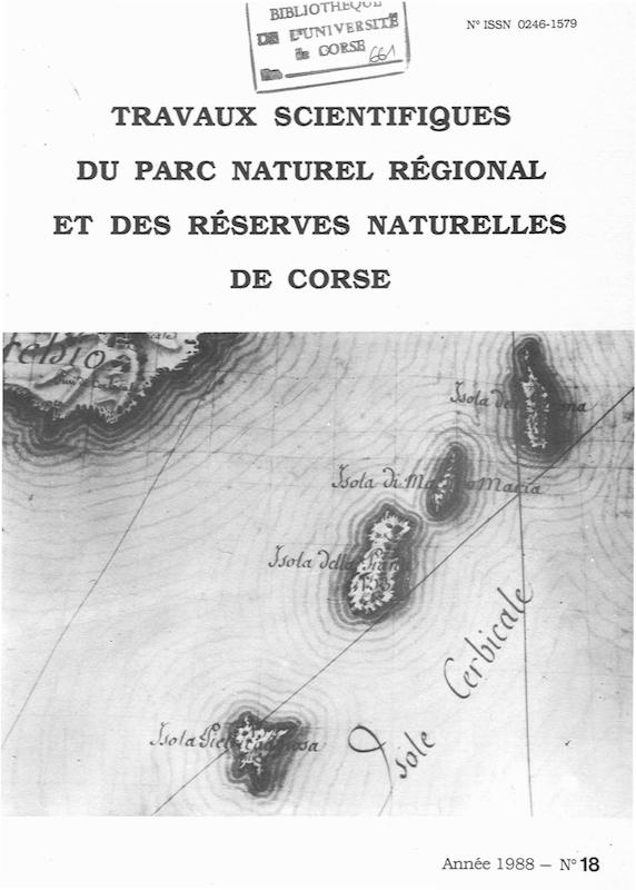 Travaux scientifiques du Parc Naturel Régional et des Réserves Naturelles de Corse 1988 - n° 18