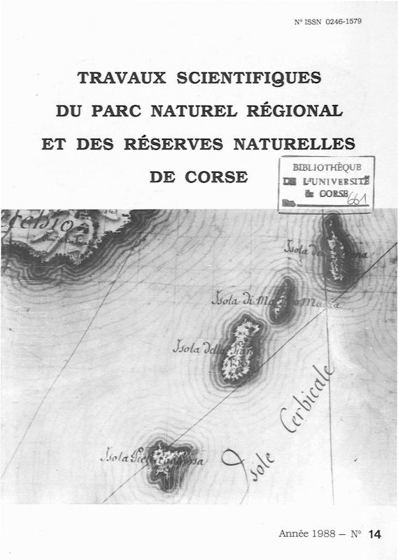 Travaux scientifiques du Parc Naturel Régional et des Réserves Naturelles de Corse 1988 - n° 14
