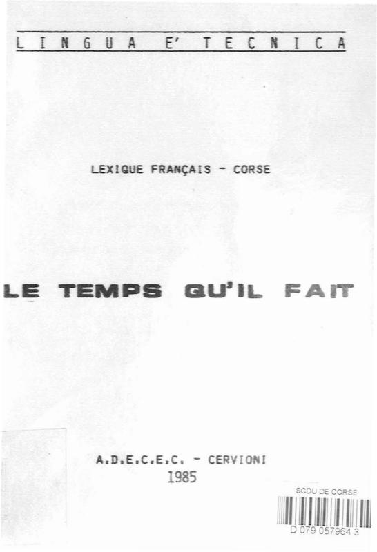 >Lexique français-corse : le temps qu’il fait