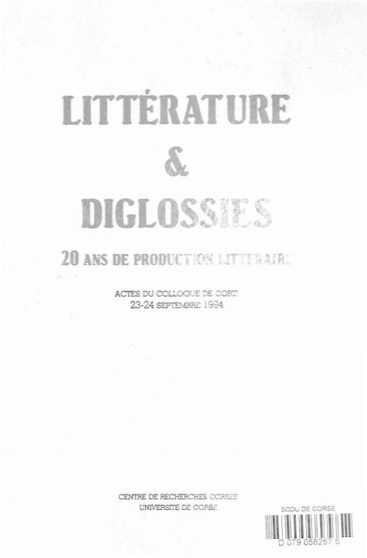 >Littérature et diglossie : 20 ans de production littéraire