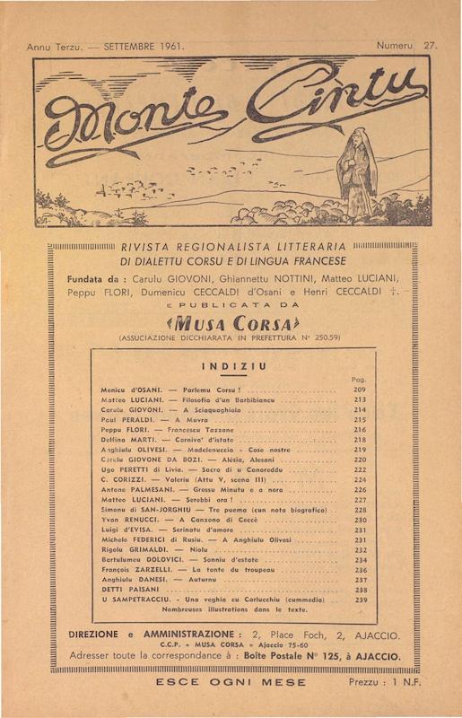 Monte Cintu Numaru 27 Settembre 1961
