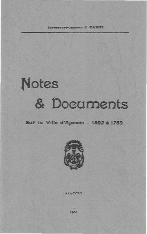 >Notes et documents sur Ajaccio