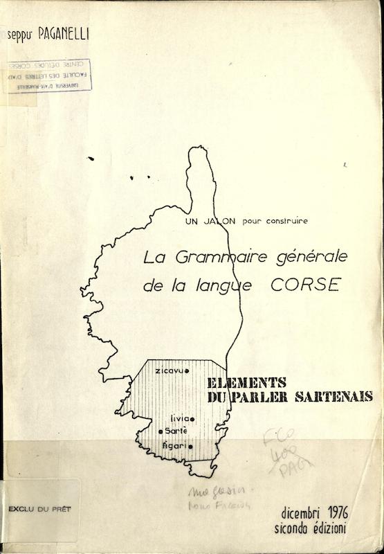 >Un jalon pour construire la grammaire générale de la langue corse