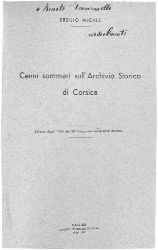 >Cenni sommari sull'Archivio Storico di Corsica