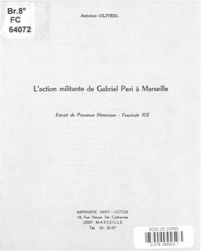 >L’action militante de Gabriel Péri à Marseille